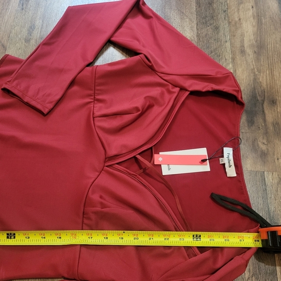 Popilush Women's Longsleeve Maroon Shapewear Tummy Control Bodysuit Size XXL - Picture 9 of 11